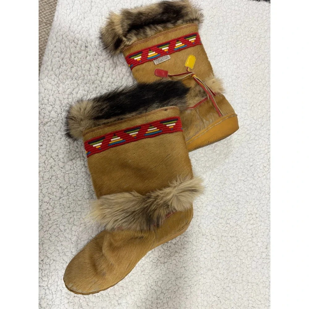 Tecnica Womens EU 40 Tan Cow Hair Apres Ski Winter Snow Boots Vintage Boho Chic
